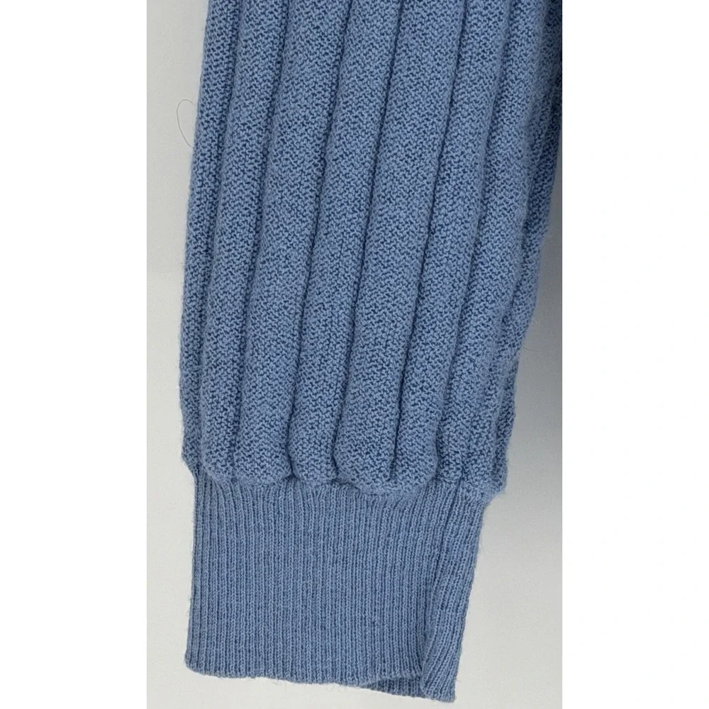 Peru Unlimited Alpaca Wool 1/4 Zip Pullover Sweater Mens L Blue Ribbed Luxury